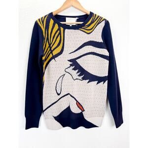 3.1 Phillip Lim Roy Litchenstein Breakup Graphic Merino Wool Sweater S $595 NEW